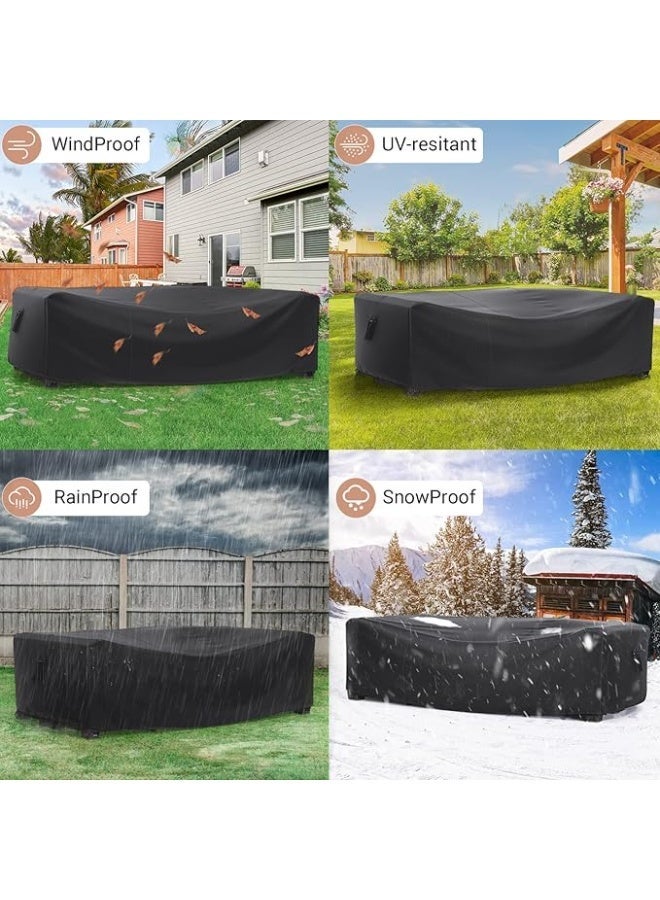 أغطية أثاث فناء شديدة التحمل مقاومة للماء، مجموعة أغطية كنبة مقسمة وترابيزة وكرسي الفناء للأماكن الخارجية، 2.2 متر × 1.5 متر × 71.8 سم (طول × عرض × ارتفاع) - Image 3